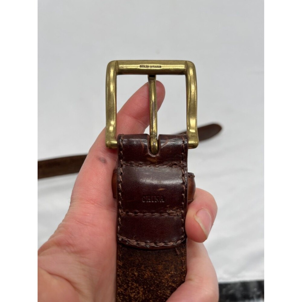 Vintage Fossil Brown Leather Twisted Belt with Brass Buckle - Picture 8 of 8